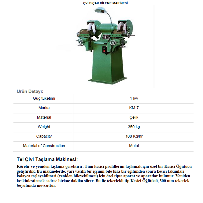 MGMAKNA's tweet photo. Tam Otomatik Çivi Makinası
Çivi Bıçak Bileme Makinesi
Çivi Parlatma Makinesi

Sıfır Ürün”ler 2 Yıl Garanti”li

MG Takım Tezgahları Makina https://t.co/5K4YC6RHmF.Şti
2. El ve Sıfır Makina Alım-Satımı

Diğer Makinelerimize Bakmak İçin:
https://t.co/JYSUk1yY5U
info@mggrup.net https://t.co/LNea1kDREW