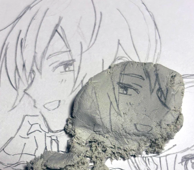 練り消しでオフしたら絵がうつるのオモロい 