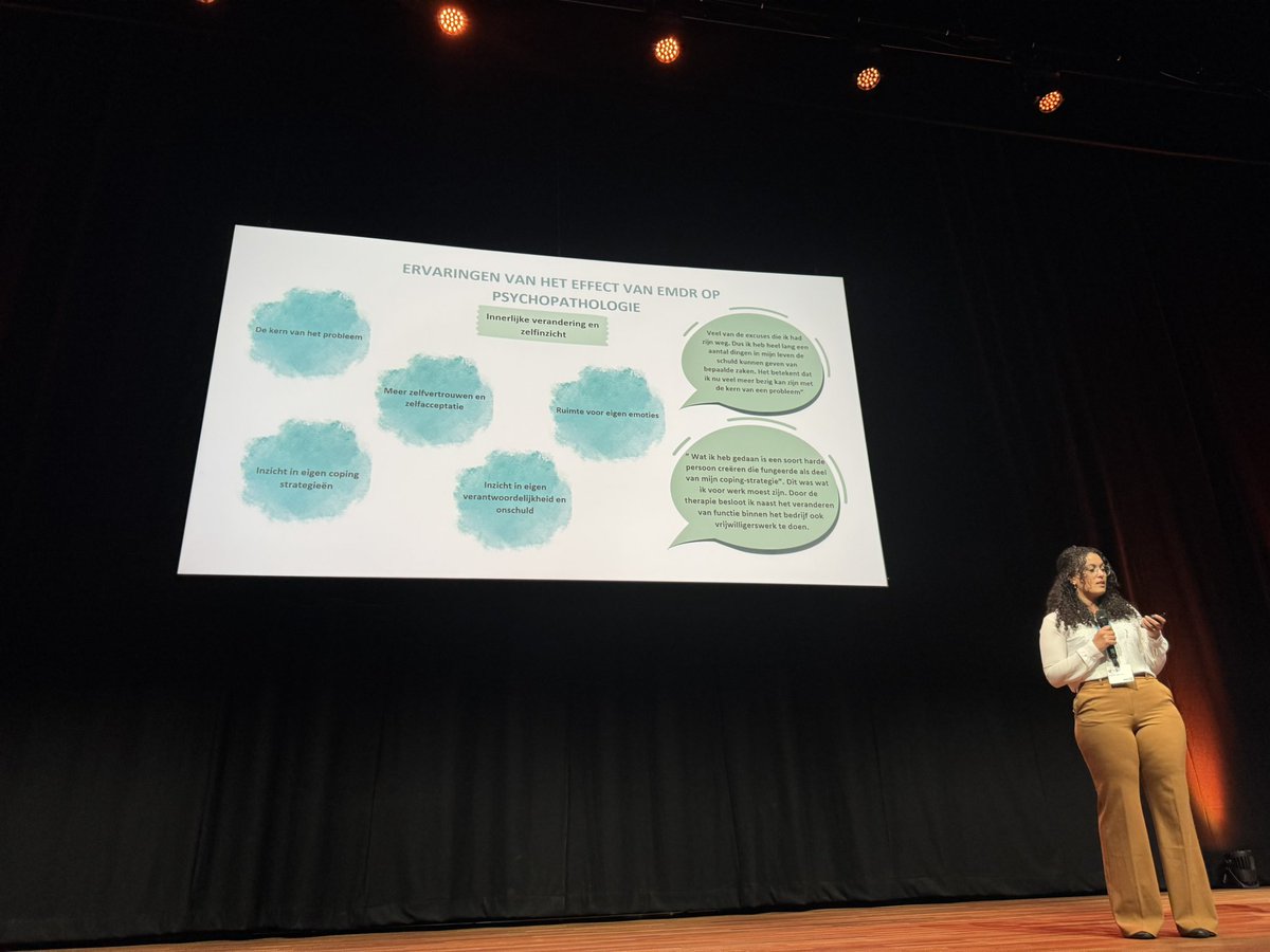 AdJongh's tweet photo. The results of what patients with a personality disorder think of the treatment with (10 sessions of #EMDR therapy in 5 weeks) are also presented at the #NVvP congress. They sometimes found it hard, but in general they were quite positive. They especially found the acquired self-insight positive.
