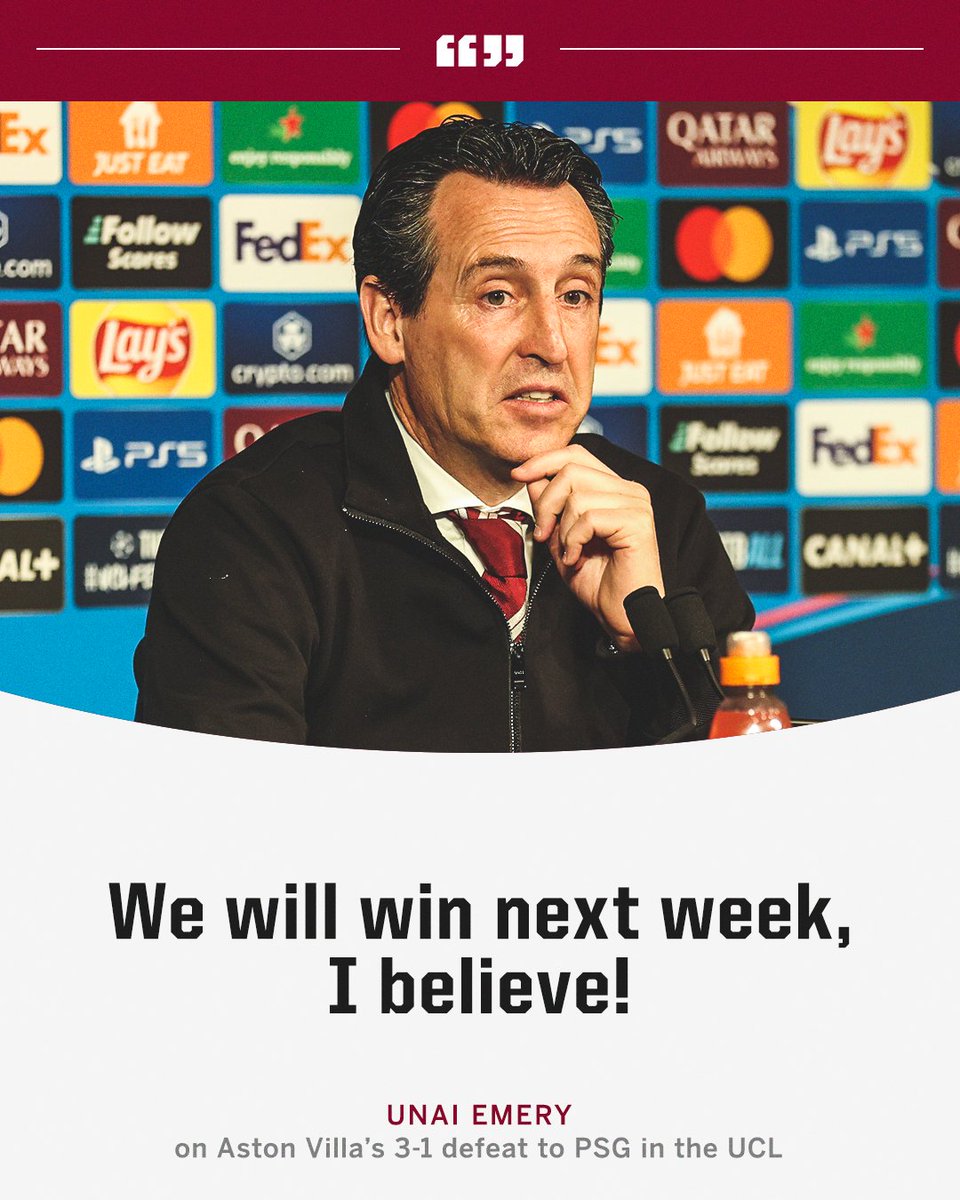 ESPNUK's tweet image. Unai Emery has full confidence in Aston Villa in their second leg against PSG 👀