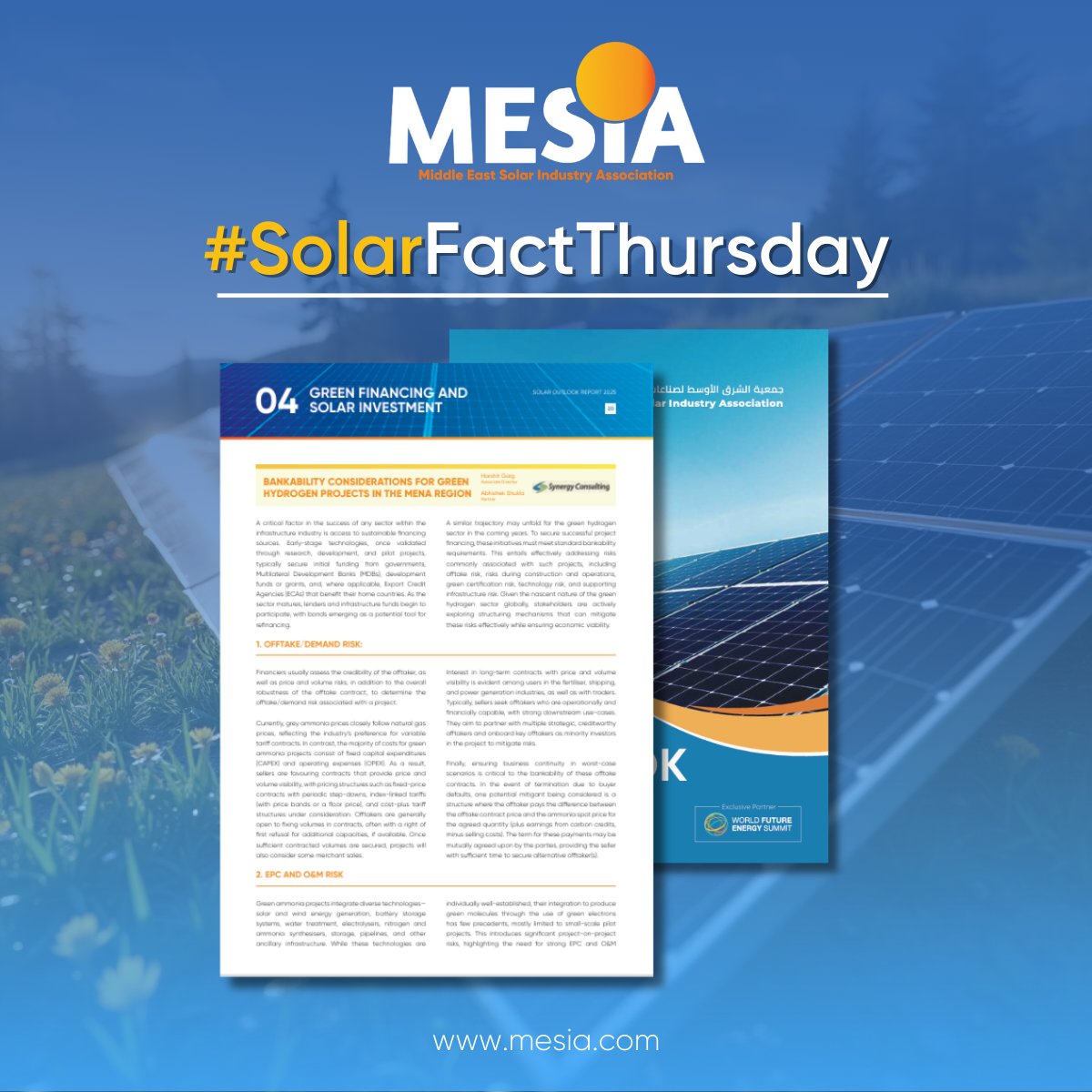 Did You Know?\
80% of solar maintenance in MENA can be automated! 🤖 With UAE's #EnergyStrategy2050 (75% renewables), AI &amp; digital twins boost efficiency, recovering 5.27% lost energy

Get more insights from the MESIA Solar Outlook Report - ow.ly/2siC50VtFBq

#SolarFuture