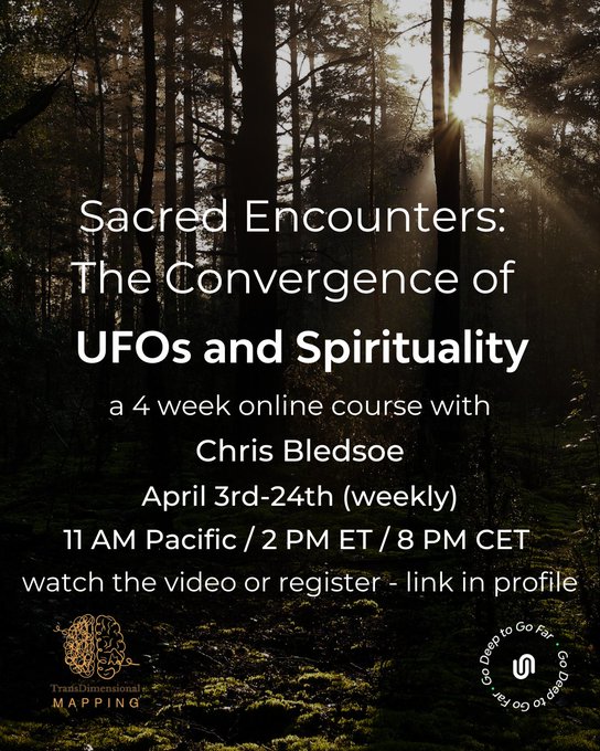 Georg Boch (@georgejf) on Twitter photo Chris Bledsoe is THE most extensively studied UFO/ET super-experiencer in history.
Join us TODAY for THE 2nd of 4 Live Sessions with Chris. Today we will explore His Encounter with "The Lady". Link in comment:
@OfUfo49597 <a href="/RyanDBledsoe/">Ryan Bledsoe</a> <a href="/UbiquityU/">Ubiquity University</a> <a href="/abqufos/">ABQ UFOs</a> Chris Bledsoe is THE most extensively studied UFO/ET super-experiencer in history.
Join us TODAY for THE 2nd of 4 Live Sessions with Chris. Today we will explore His Encounter with "The Lady". Link in comment:
@OfUfo49597 <a href="/RyanDBledsoe/">Ryan Bledsoe</a> <a href="/UbiquityU/">Ubiquity University</a> <a href="/abqufos/">ABQ UFOs</a>