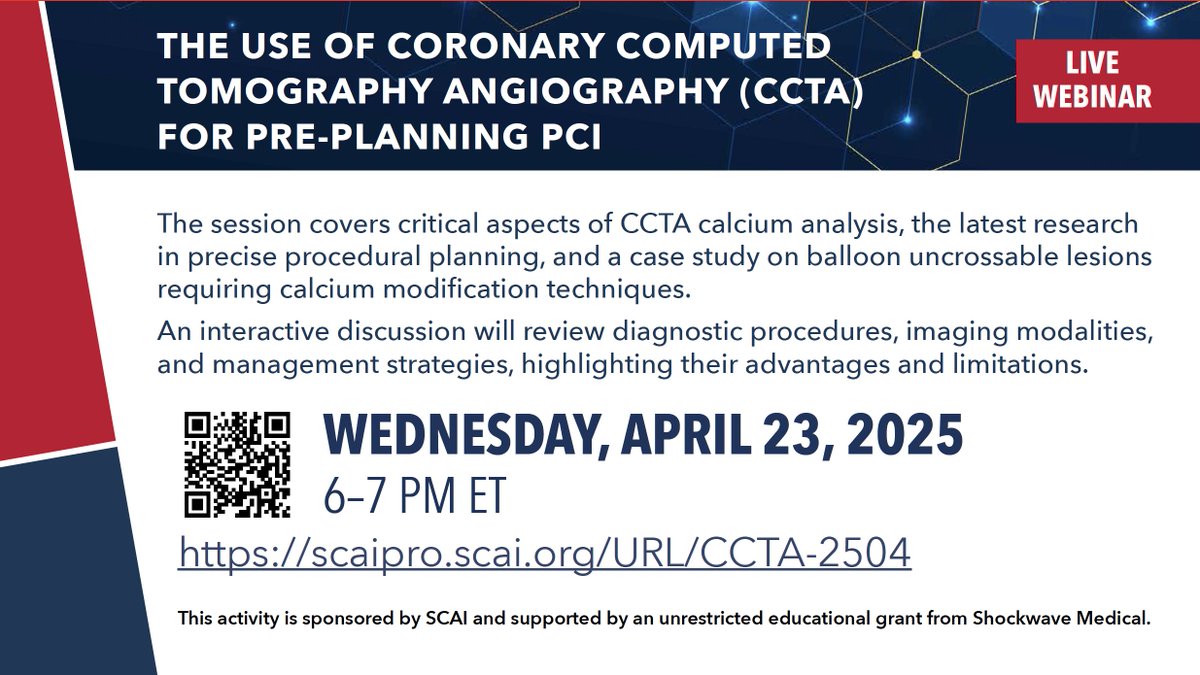 Carlos Collet MD PhD (@colletcarlos) on Twitter photo 🚨 Don’t miss the upcoming <a href="/SCAI/">SCAI</a> webinar on CT-guided PCI — for everything happening in this fast-evolving field
🧠 Just one hour packed with what could transform your daily practice
🔗 Register now!
<a href="/TCTMD/">TCTMD</a> <a href="/PCRonline/">PCRonline 🫀</a> <a href="/OptimaCTO/">Optima Education</a> 🚨 Don’t miss the upcoming <a href="/SCAI/">SCAI</a> webinar on CT-guided PCI — for everything happening in this fast-evolving field
🧠 Just one hour packed with what could transform your daily practice
🔗 Register now!
<a href="/TCTMD/">TCTMD</a> <a href="/PCRonline/">PCRonline 🫀</a> <a href="/OptimaCTO/">Optima Education</a>