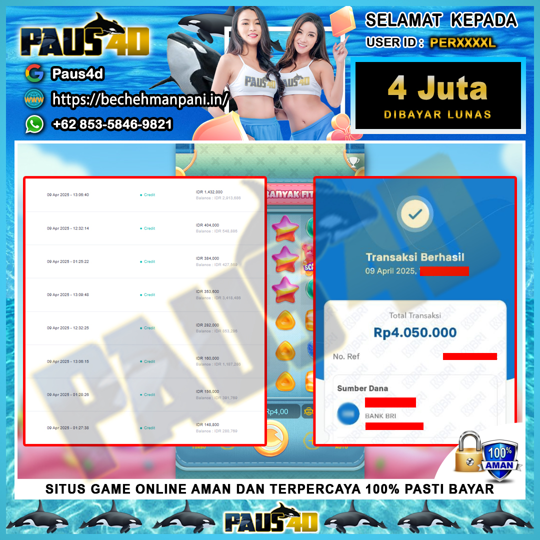 paus4d___'s tweet photo. 🎉 Selamat untuk member PAUS4D yang cuannya sudah cair!
🎰 Slot, togel, live games — menang berapa pun pasti dibayar lunas!
🐋 Gak pake ribet, gak pake delay!
🔗 Daftar sekarang: https://t.co/16nrJDS2zu https://t.co/hzcE5WJLbc