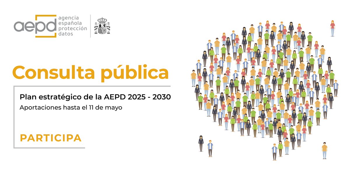 📌 Iniciamos una consulta pública sobre el borrador del Plan Estratégico 2025-2030 de la Agencia.

📝 Consulta el borrador del documento en: aepd.es/documento/borr…

✏️ ¡Participa aquí! aepd.es/proceso-partic…