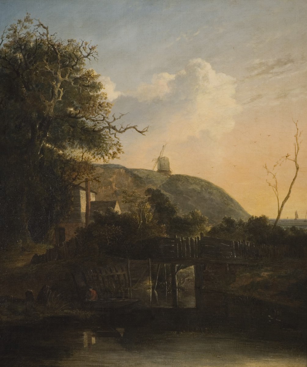 For this week’s #OnlineArtExchange we are celebrating Anglesey Windmills at @Oreil_Mon 

We've chosen John Crome and his son’s ‘A view near Harwich’ from our collection! 🖼

Can you spot the windmill hiding in the distance? 🌾☁️