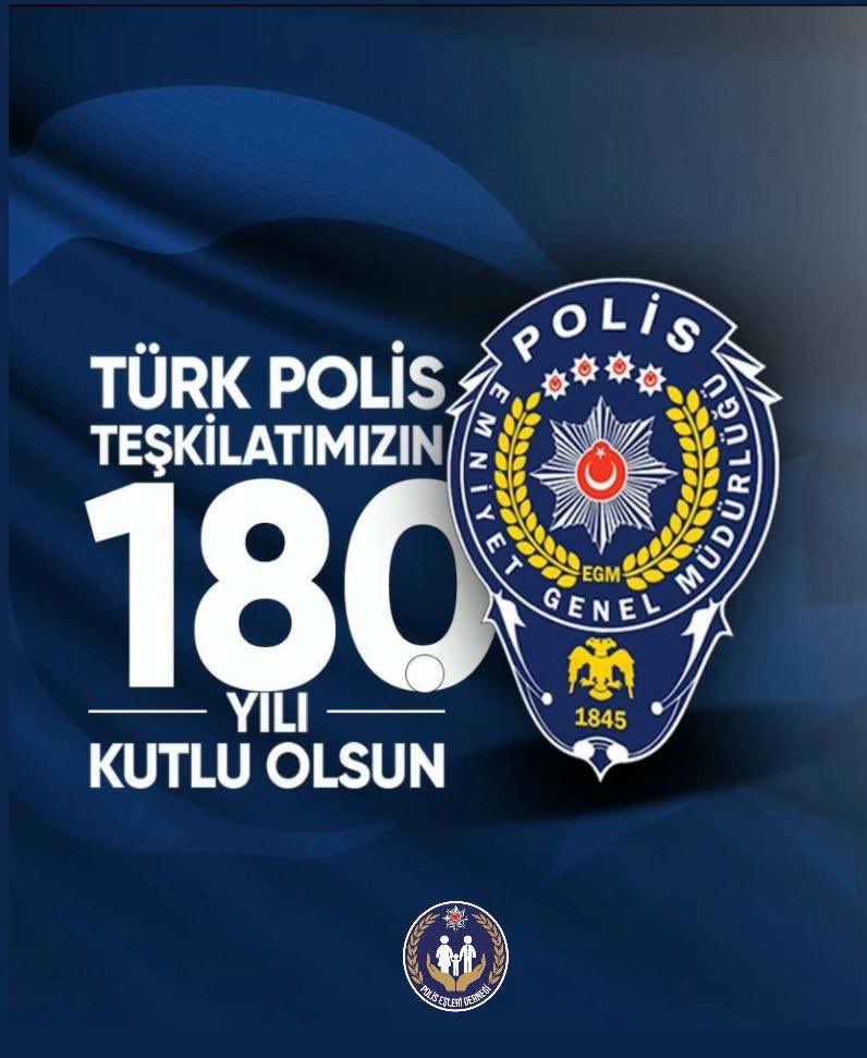 Her koşulda milletin huzuru ve güvenliği için mücadele eden, canı pahasına görev yapan Türk polisi Teşkilatımızın 180.yılı kutlu olsun. 

#TurkPolisTeskilatı180yasında