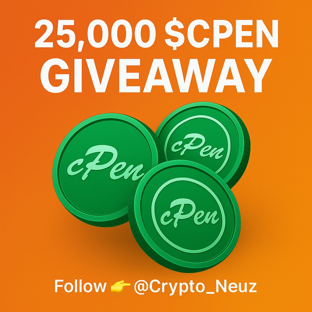 Crypto Neuz (@crypto_neuz) on Twitter photo 🎉 To celebrate the primary listing of CPEN #cPenNetwork, we are giving away 25,000 $CPEN to our Active Follower's 🎁
Join before it's too late:
1⃣ Follow •- <a href="/Crypto_Neuz/">Crypto Neuz</a>
2⃣ Retweet ♻ + Like 💓 this post
3⃣ Drop your #CPEN address 👇 🎉 To celebrate the primary listing of CPEN #cPenNetwork, we are giving away 25,000 $CPEN to our Active Follower's 🎁
Join before it's too late:
1⃣ Follow •- <a href="/Crypto_Neuz/">Crypto Neuz</a>
2⃣ Retweet ♻ + Like 💓 this post
3⃣ Drop your #CPEN address 👇