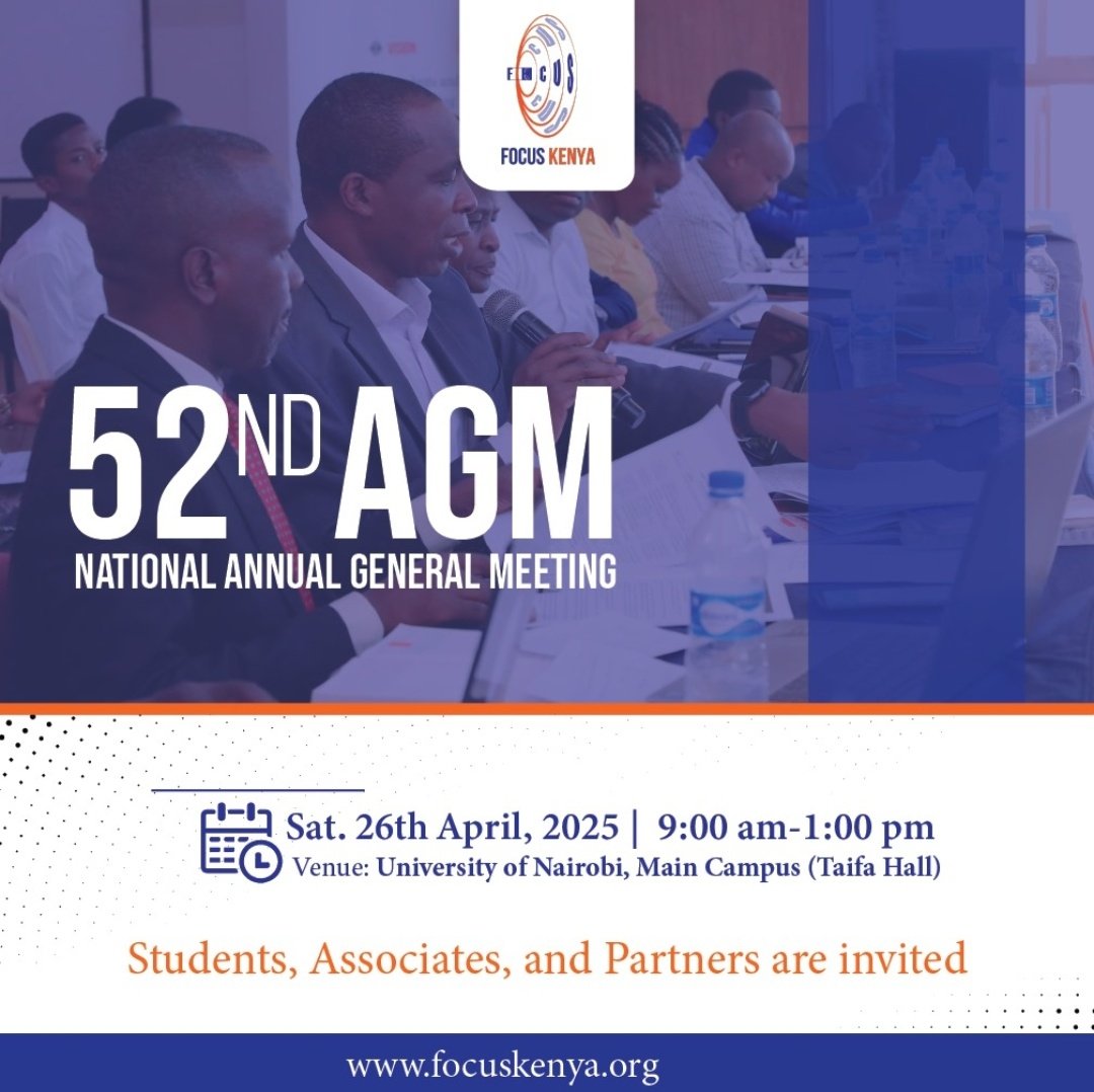 CHIROMOCAMPUSCU's tweet photo. @focuskenya invites you to it's 52nd AGM
#FOCUSat52
#FOCUSAGM2025
#WECALLITHOME https://t.co/eTvILwtTzT