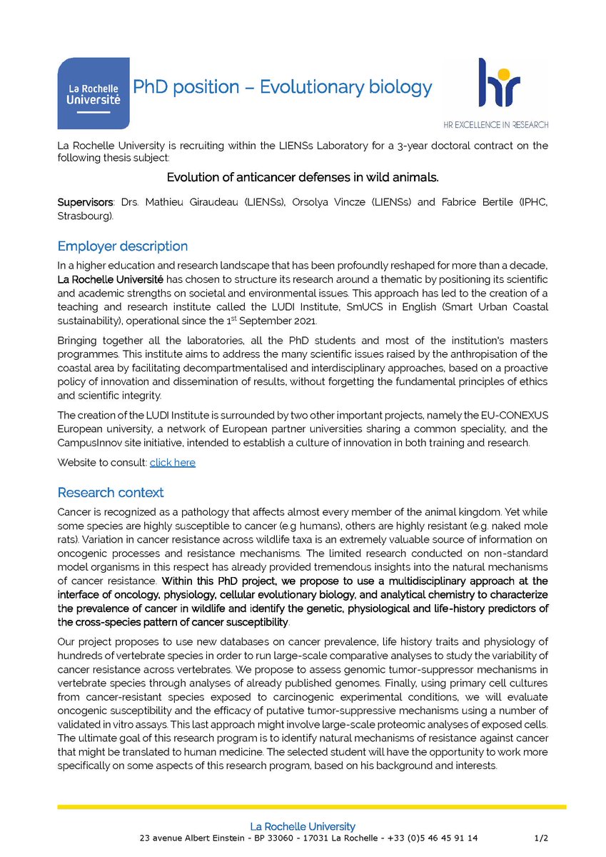 Widlife Cancer Evolution Research Group (WiCanE) tweet media