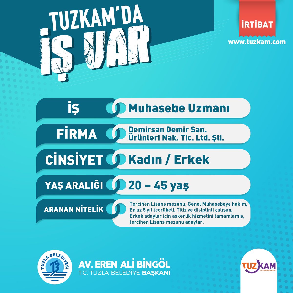 Yeni iş ilanları Tuzla Kariyer ve İstihdam Merkezi’nde seni bekliyor! 👩🏻‍💻👨🏻‍💻  
#TUZKAMDAİŞVAR   

Detaylı bilgi👉🏻 tuzkam.com

#kariyer #işilanı #istihdam #personelalımı