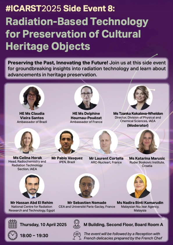 FranceONUVienne's tweet image. #ICARST2025 | Join us this evening at 6pm, to learn more about the #Atoms4Heritage initiative ⚛️ on preserving cultural heritage through radiation technology, in the presence of the Ambassador 🇫🇷 &amp;amp; experts.
🥂 The event will be followed by a reception 🇫🇷
📍 VIC - M, Board Room A