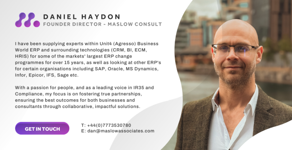 MaslowTweets's tweet image. Celebrating 1 year since Dan Haydon founded Maslow Consult – our dedicated contract division focused contract solutions across ERP &amp;amp; Business Change programmes 🎉 #MaslowAssociates #ERPContracting #Unit4