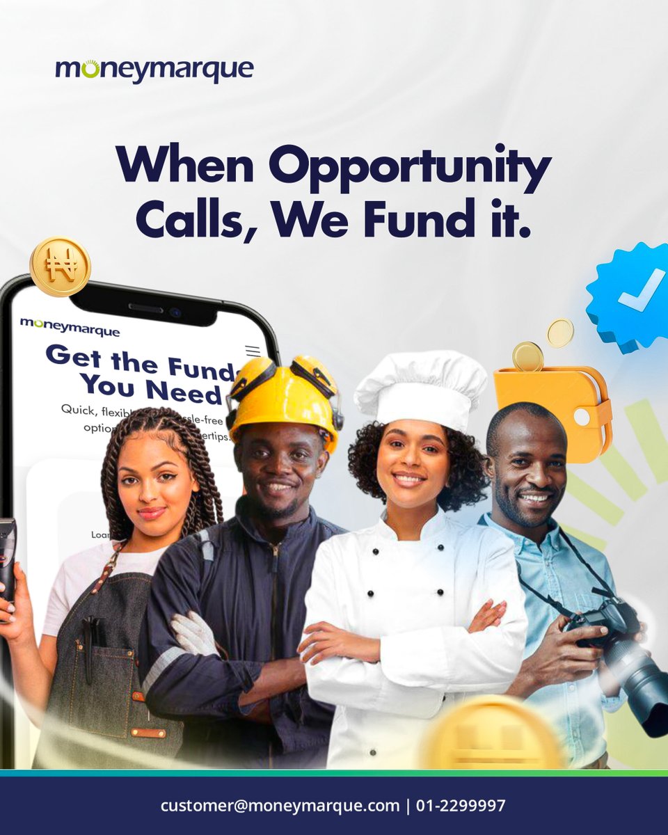 Moneymarqueng's tweet photo. Business expansion? Urgent supply deal?

When opportunity knocks, don’t let funding hold you back.

At MoneyMarque, we offer fast, flexible business and personal loans, tailored for people who need big moves, not big delays.

send an email to customer@moneymarque.com now. https://t.co/So74vMUqfj