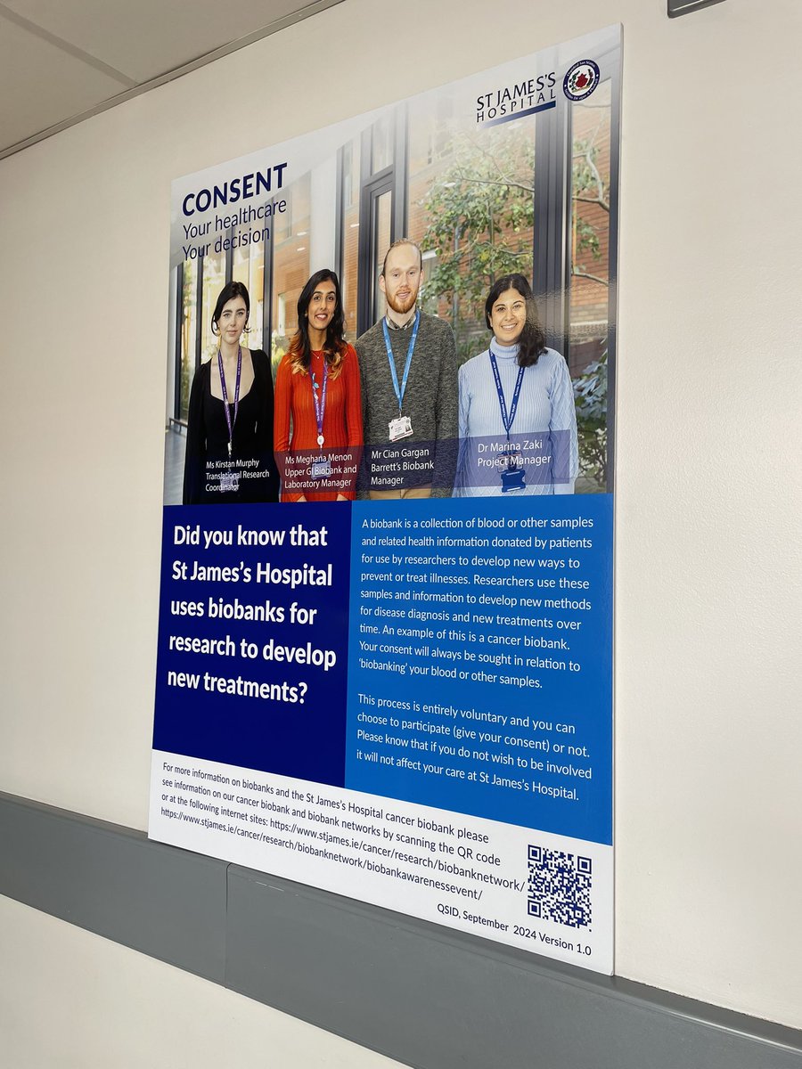 Marina Zaki, PhD (@_marina_zaki) on Twitter photo Delighted to see our biobank poster in <a href="/stjamesdublin/">St James's Hospital</a>! So proud of our great (and tall!) biobank managers & translational research coordinators facilitating important research in <a href="/CancerInstIRE/">Trinity St James's Cancer Institute</a>. Thank you to our funders, patients & researchers for making our jobs extra special! Delighted to see our biobank poster in <a href="/stjamesdublin/">St James's Hospital</a>! So proud of our great (and tall!) biobank managers & translational research coordinators facilitating important research in <a href="/CancerInstIRE/">Trinity St James's Cancer Institute</a>. Thank you to our funders, patients & researchers for making our jobs extra special!