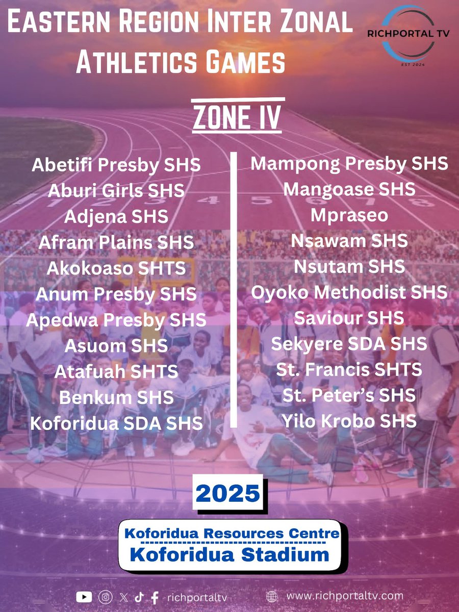 RichportalTv's tweet image. Eastern Region Inter Zonal Athletics Games 2025

ZONE 4

Subscribe and watch all the videos here: youtube.com/@richportaltv 

#richportaltv #interco #schoolsports #Eastern #athletics #trackandfield