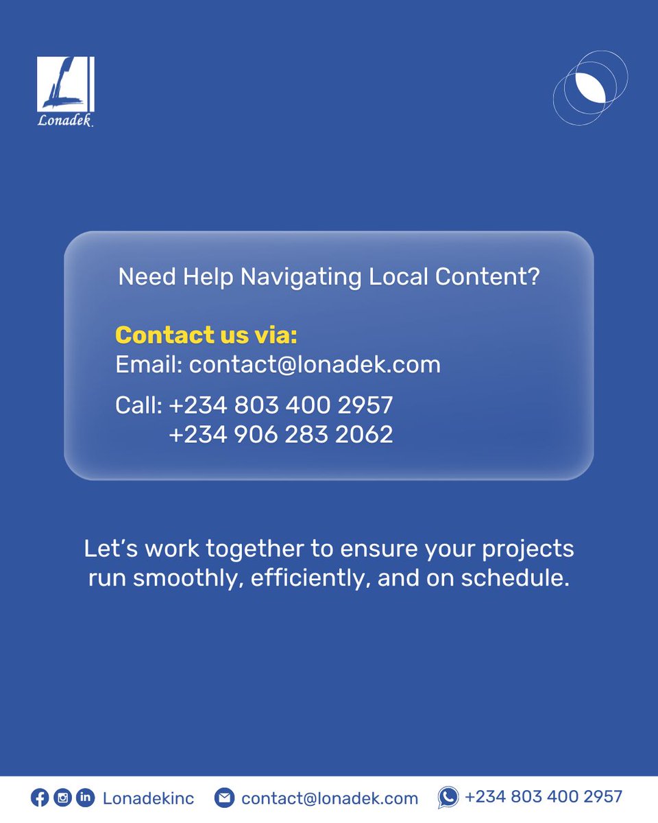 LonadekInc's tweet photo. When companies invest in local talent and suppliers, they strengthen economies and create opportunities.

Need Local Content Advisory services? 
Want to train your team to maximize Local Content Opportunities? 

Reach out to us today.

#LocalContentAdvisory #BusinessCompliance https://t.co/RVvK9CO4M8