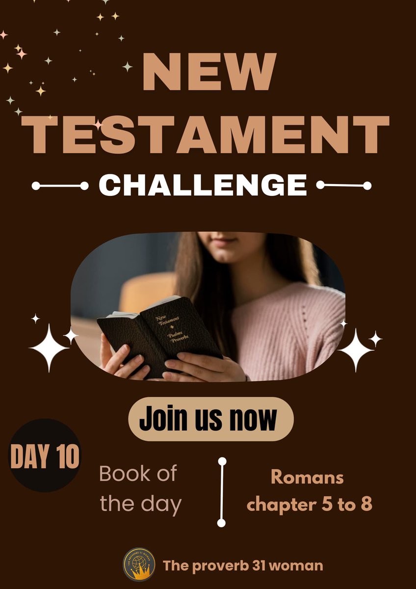 tohCarlson2's tweet photo. Day 10
We are studying – Romans 5-8
“Nothing can separate us from the love of God that is in Christ Jesus.” – Romans 8:39 ❤️🙌🏽
💡 God’s love is constant and unshakable. Memorize and declare Romans 8:38-39 today.
#NTChallenge #Day10 https://t.co/CgqsOGmxBl