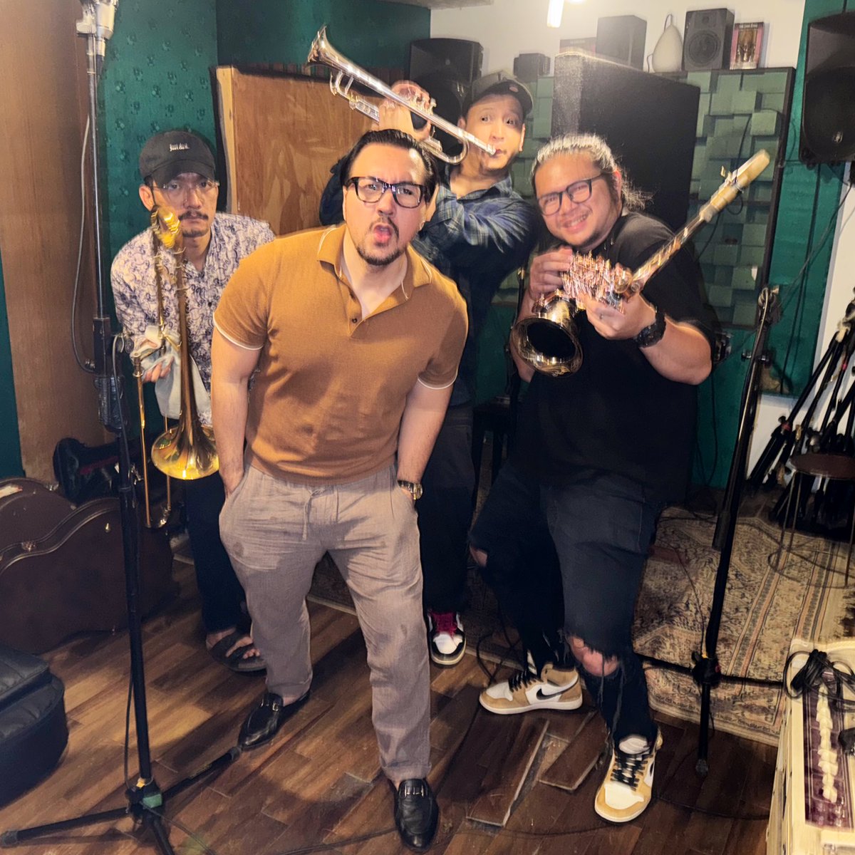 davidbayu's tweet image. Recording brass section for next album