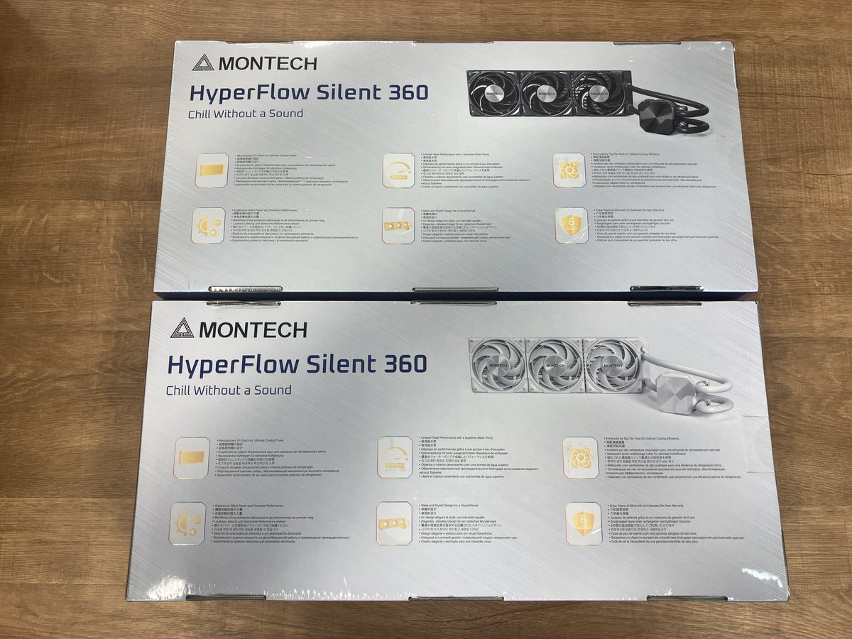 dospara_nanba's tweet photo. 【ドスパラなんば店パーツ紹介】

光らない水冷クーラーのご紹介です。

「MONTECH HyperFlow Silent 360」12,800円（税込）

LEDを搭載しないシンプルなパソコンを組む時におすすめです！
ヘッド部分はスタイリッシュなデザインなので載せたときにのっぺりしません！
#MONTEC #PCパーツ https://t.co/XfpecvGzma