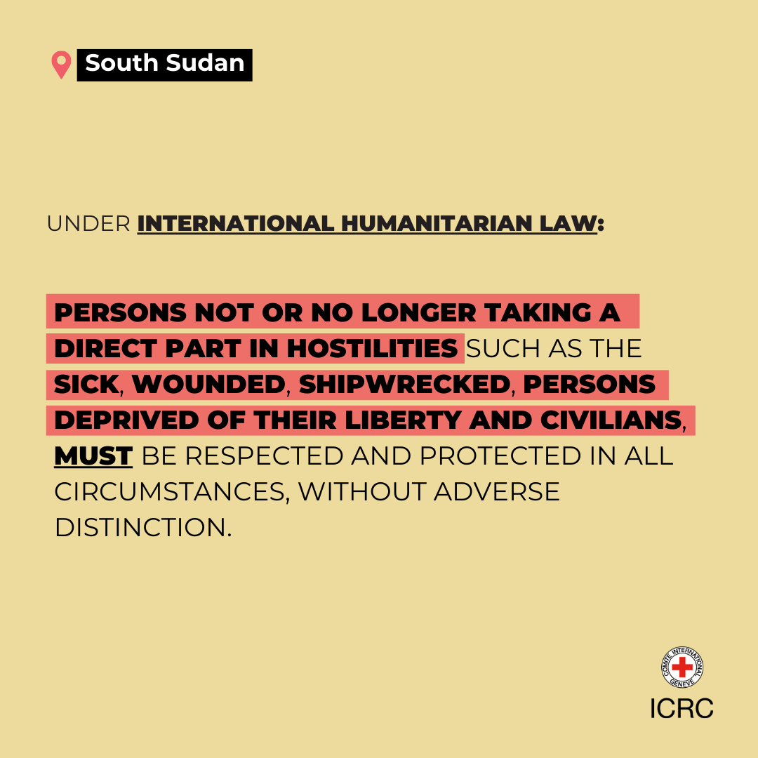Parties to a conflict should respect International Humanitarian Law (IHL). Lives MUST be preserved. #SSoT