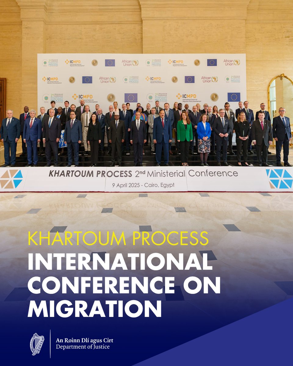 Department of Justice (@deptjusticeirl) on Twitter photo The Khartoum Process Ministerial Conference hosted over 40 Countries and Organisations in Cairo. Established in 2014, it aims to enhance cooperation between countries along the migration route to Europe from the Horn of Africa.
Read more: gov.ie/en/press-relea…
<a href="/brophytalks/">Colm Brophy</a> The Khartoum Process Ministerial Conference hosted over 40 Countries and Organisations in Cairo. Established in 2014, it aims to enhance cooperation between countries along the migration route to Europe from the Horn of Africa.
Read more: gov.ie/en/press-relea…
<a href="/brophytalks/">Colm Brophy</a>