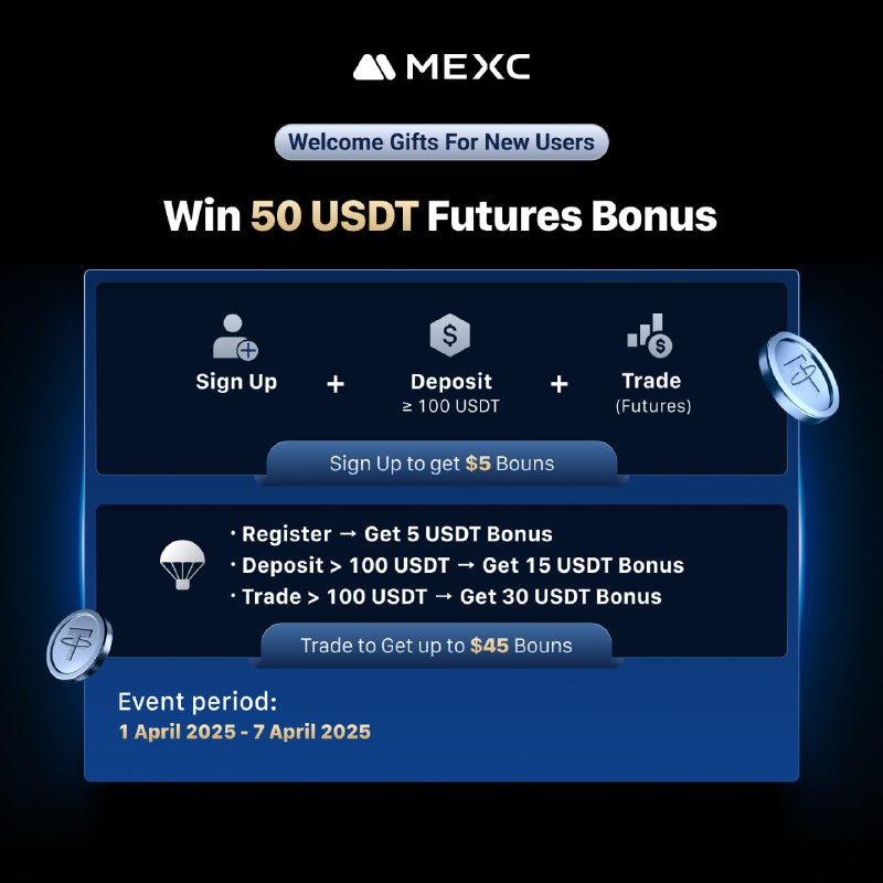 🚨 New User Airdrop Alert from MEXC! 🚨
Win 50 USDT Trading Bonus – Don't Miss Out!
🎁 Here’s what you get:
✅ Register → Get 5 USDT Bonus
✅ Deposit > 100 USDT → Get 15 USDT Bonus
✅ Trade > 100 USDT → Get 30 USDT Bonus
💰 That’s a total of 50 USDT – FREE!
⚠️ Click "Register"