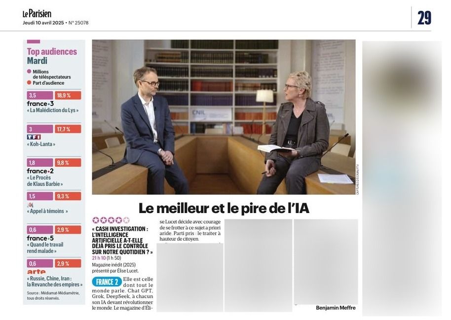 CASH INVESTIGATION (@cashinvestigati) on Twitter photo 📝 « Le magazine d'<a href="/EliseLucet/">Elise Lucet</a> décide avec courage de se frotter à ce sujet a priori aride. Parti pris : le traiter à hauteur de citoyen » écrit <a href="/le_Parisien/">Le Parisien</a> à propos du #CashInvestigation de ce soir.
🔴 “L’Intelligence Artificielle a-t-elle pris le contrôle sur notre quotidien 📝 « Le magazine d'<a href="/EliseLucet/">Elise Lucet</a> décide avec courage de se frotter à ce sujet a priori aride. Parti pris : le traiter à hauteur de citoyen » écrit <a href="/le_Parisien/">Le Parisien</a> à propos du #CashInvestigation de ce soir.
🔴 “L’Intelligence Artificielle a-t-elle pris le contrôle sur notre quotidien