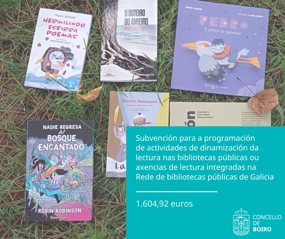 📖 O #ConcelloDeBoiro recibe da Consellería de Cultura, Lingua e Xuventude unha subvención por importe de 1.604,92 euros destinados á programación de actividades de dinamización da lectura nas bibliotecas públicas integradas na Rede de bibliotecas públicas de Galicia.

#Boiro