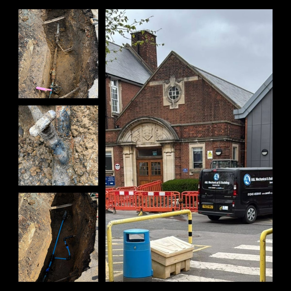 AandLMechanical's tweet photo. 🚧 Chelmsford School Leak Repair 💧

This week, our team tackled a water leak at a Chelmsford school. Careful excavation showed a corroded steel pipe was to blame.
Replaced it with a durable MDPE pipe ✅

#Chelmsford #WaterLeak #PipeRepair #MDPE #UtilityWork #SchoolMaintenance https://t.co/ReBAvNrP2r