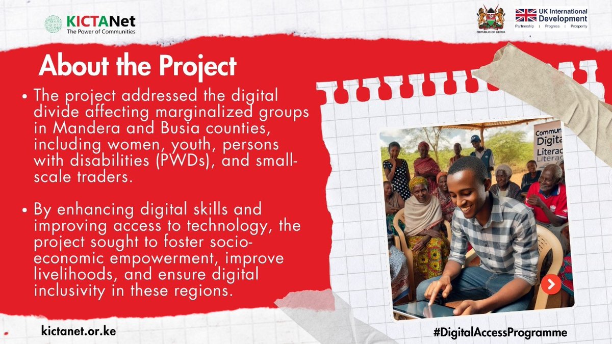 kanyi_254's tweet image. About the Project
• The affecting groups in Mandera and Busia counties,including women youth, personswith disabilities (PWDs), and small-scale traders.
#DigitalAccessProgramme