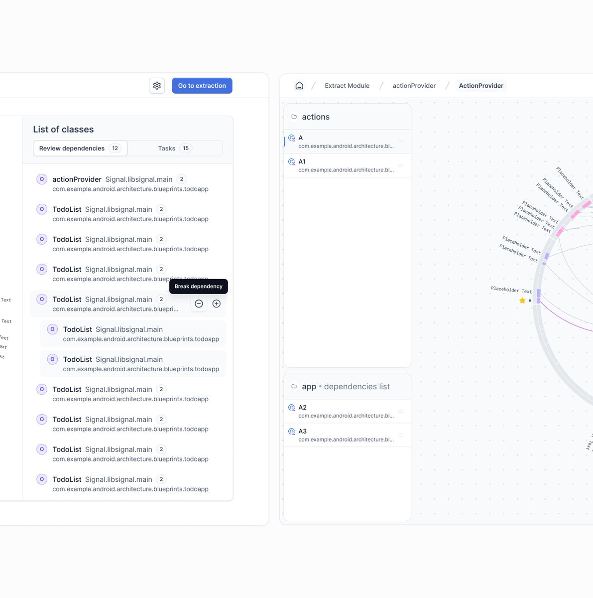 When I designed App Splitter, I learned something valuable about UX that I always share with clients now.

We started with a traditional list view to look/simulate extracting classes for our code modularization tool because that's what developers expected. It worked fine and