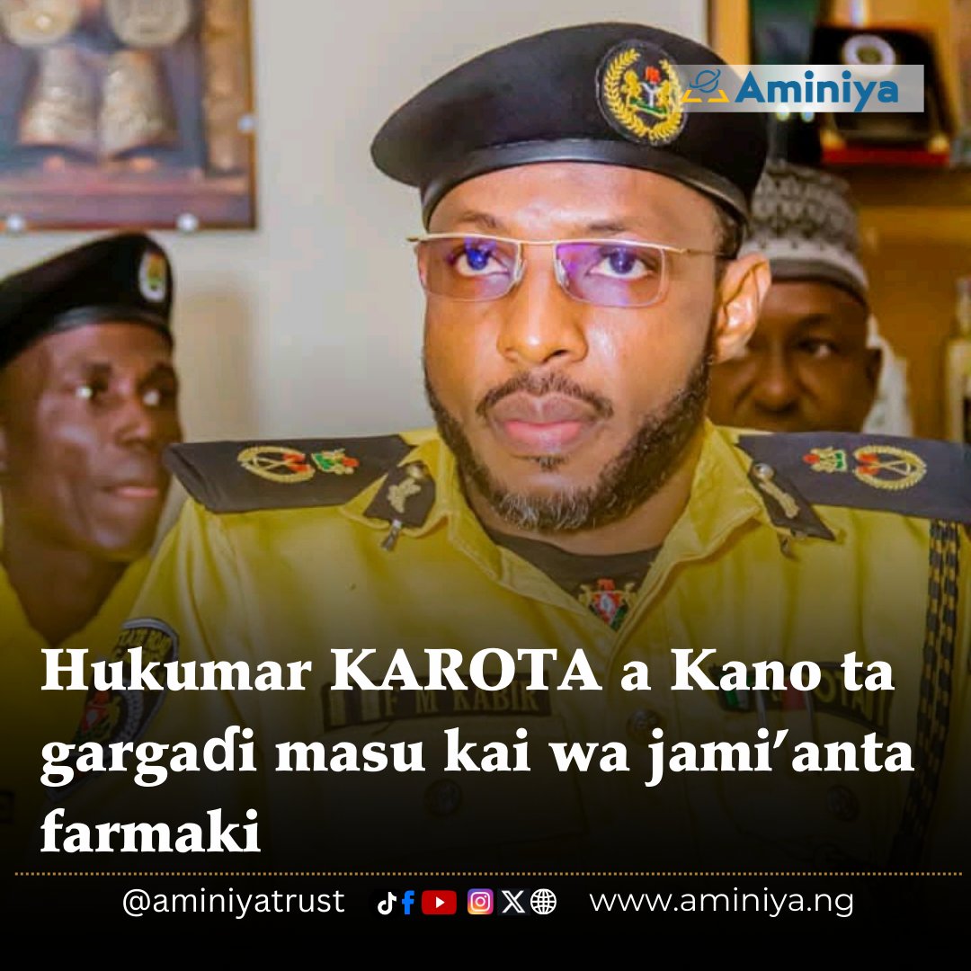 aminiyatrust's tweet photo. Hukumar Kula da Zirgar-zirgar Ababen Hawa ta Jihar Kano, KAROTA, ta gargaɗi direbobin da ke kai wa jami’anta farmaki yayin gudanar da ayyukansu akan tituna. https://t.co/fGC6Jmpq6l