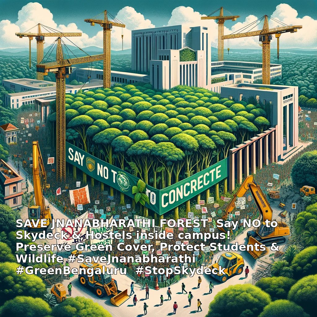 SwayamJagruthi's tweet photo. BENGALURU UNIVERSITY IS TURNING INTO A CONCRETE JUNGLE & GREEN HEART OF WEST BENGALURU UNDER THREAT.
Several buildings remain unfinished or deserted yet new construction projects like hostels and a skydeck are being proposed!
#SaveJnanabharathi
#GreenBengaluru #StopSkydeck https://t.co/H9EpULRPwi