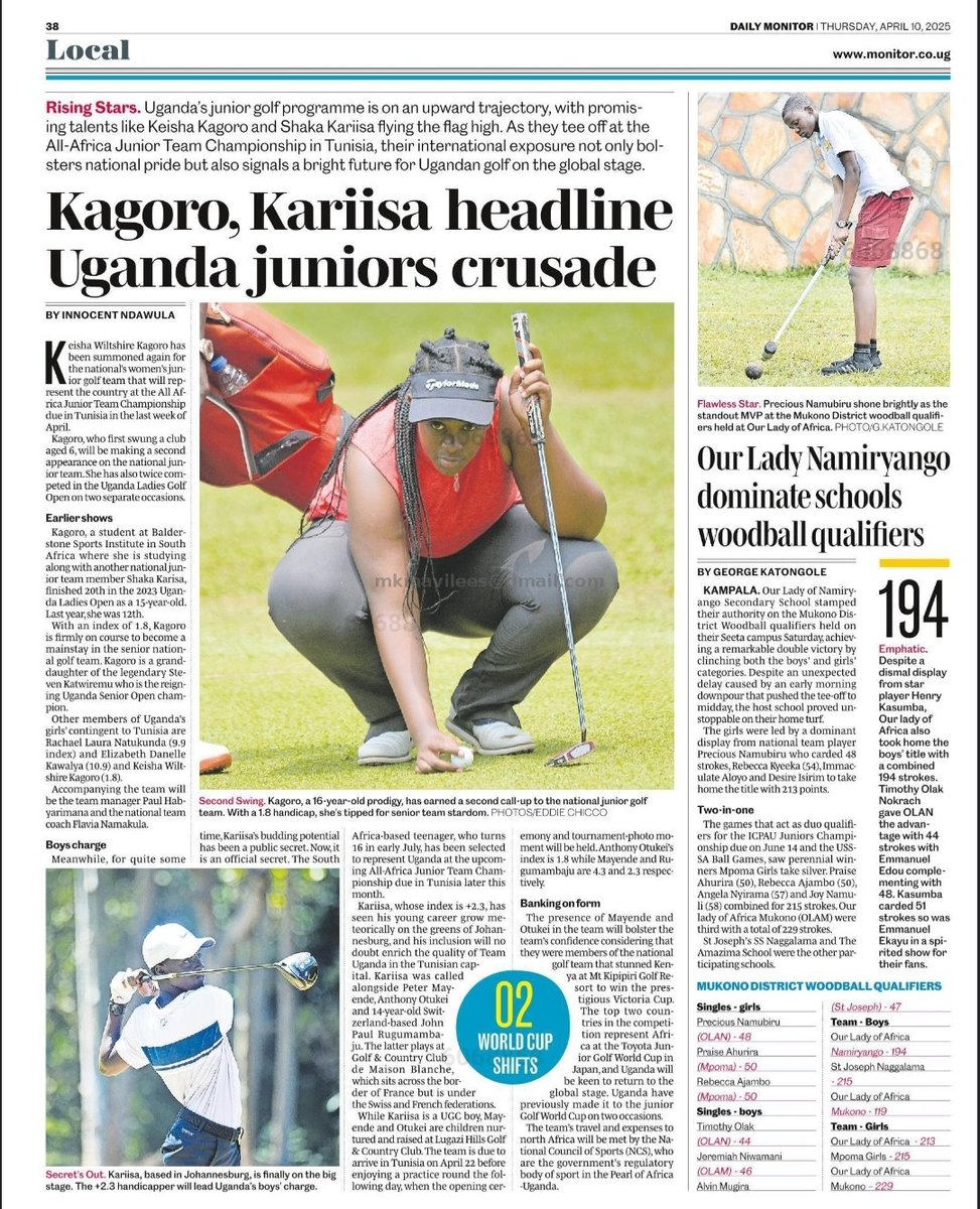 Go <a href="/KagoroKeisha/">Keisha Wiltshire Kagoro</a> and <a href="/ShakaKariisa/">Shaka Kariisa</a> <a href="/golfunion/">Uganda Golf Union</a> <a href="/NBSportUg/">NBS Sport</a> <a href="/ntvuganda/">NTV UGANDA</a> <a href="/nilepostnews/">Nile Post</a>