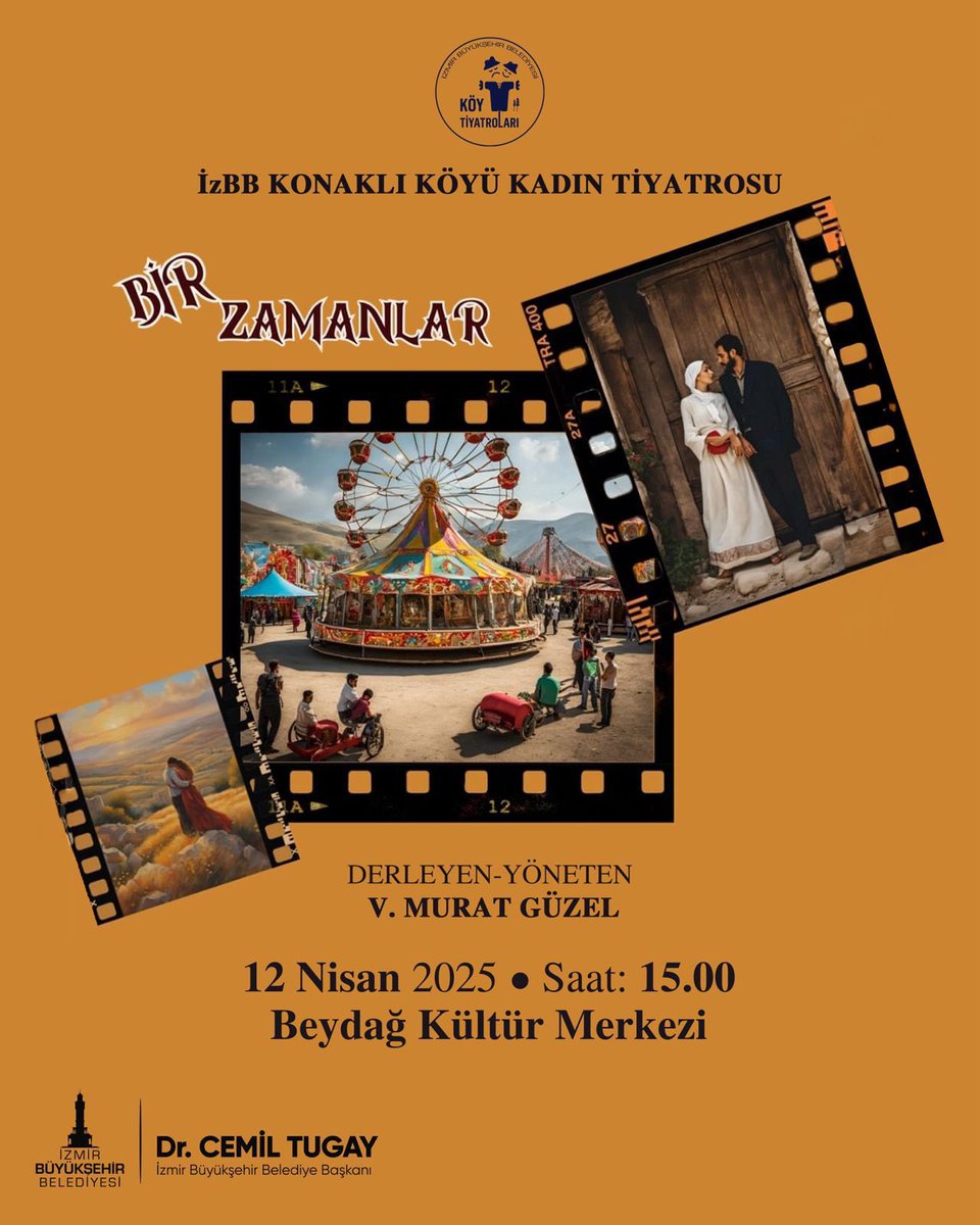 İzmir Büyükşehir Belediyesi ve Beydağ Belediyesi işbirliği ile ücretsiz düzenlenecek olan İzBB Konaklı Köyü Kadın Tiyatrosu ekiplerince "Bir Zamanlar" isimli tiyatro gösterisi 12 Nisan Cumartesi günü saat 15.00'te Belediye Kültür Merkezi’nde gerçekleştirilecektir.