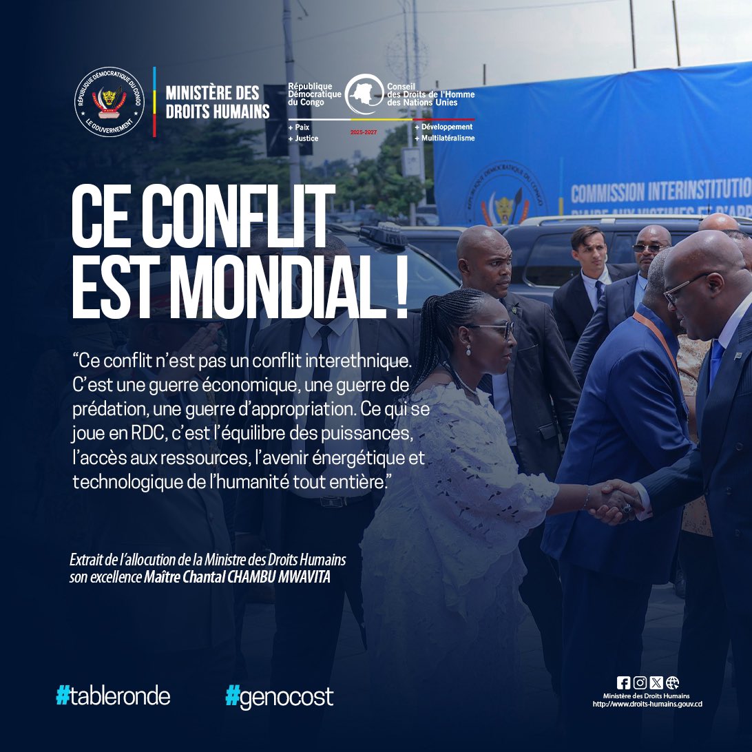 droitshumainscd's tweet photo. #Extraits de l’allocution de SEM @ChantalChambu Ministre des Droits Humains à la #tableronde #Genocost.
@FonarevRDC @Presidence_RDC https://t.co/lUmaDQq3Uz