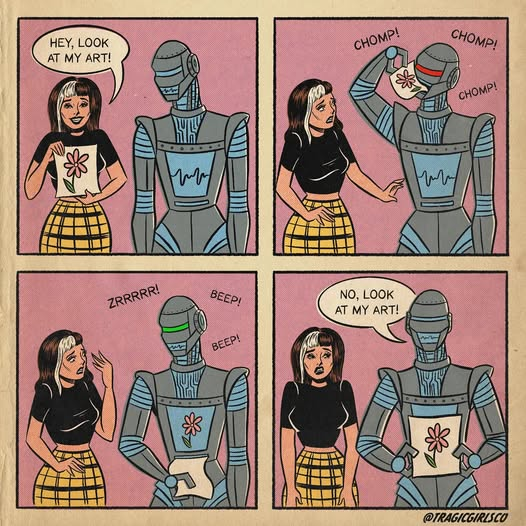 TiempoRelatos's tweet photo. Arte de @Tragicgirlsco la IA Gen se alimenta de obras vulnerando su copyright y sin permiso alguno para generar sus imágenes. Es un hecho que la IA saquea, lo reconocen hasta las empresas que la han creado. https://t.co/8GLbSzzzZI