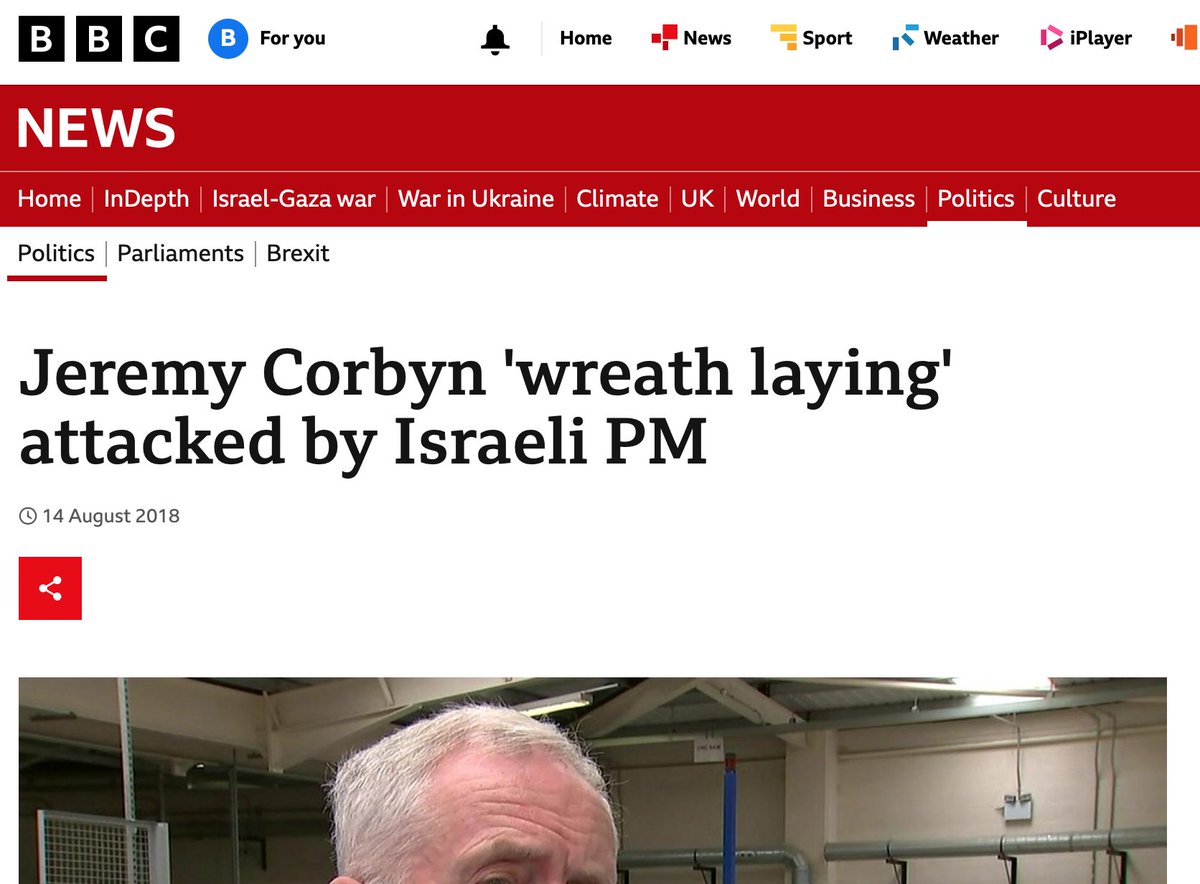 simonmaginn's tweet photo. in 2018, Israeli PM Netanyahu lied about Corbyn laying a wreath for the Munich terrorists.
His lie was repeated by all UK media, including BBC, as part of their 'Labour antisemitism crisis' fraud.
There must now be a public enquiry into how this happened.
#ItWasAScam https://t.co/ev06UVOq1A