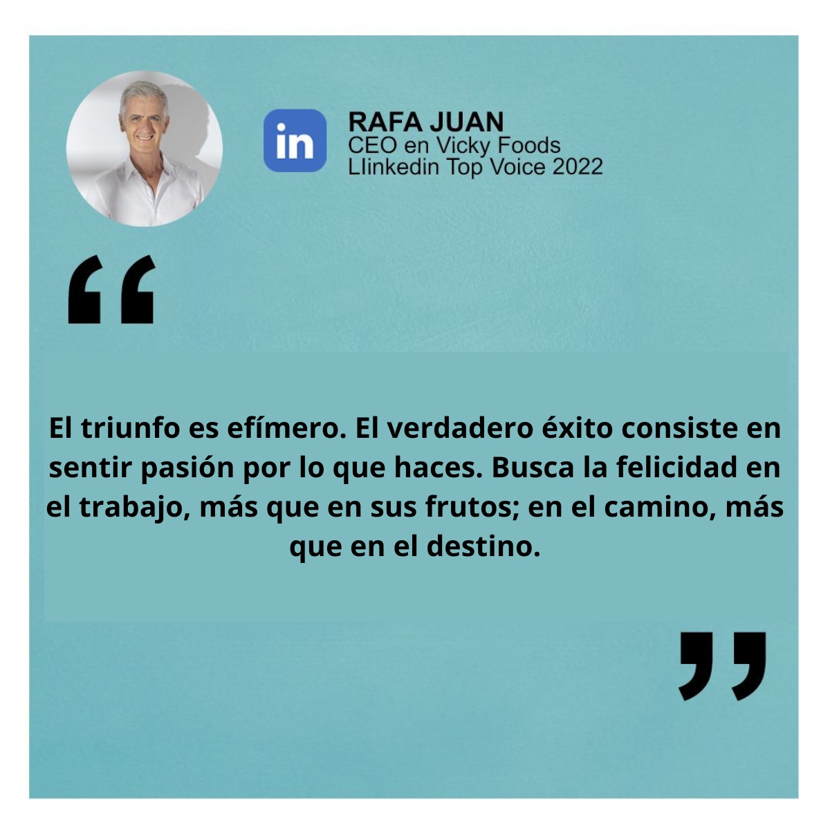 rafjuan's tweet photo. 👉 El triunfo es efímero. El verdadero éxito consiste en sentir pasión por lo que haces. Busca la felicidad en el trabajo, más que en sus frutos; en el camino, más que en el destino. #UnaDulceHistoria #FelizJueves #BuenosDias https://t.co/U44sRj6ugg
