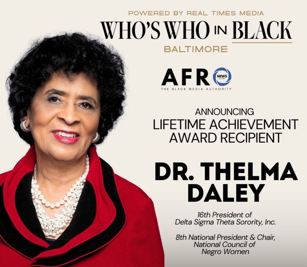 Congratulations to our very own 
Dr. Thelma T. Daley! <a href="/dstinc1913/">dstinc1913</a> 

“We are so proud of the work you continue to do and are so very thankful for all the gems you leave along the way.” 

We #salute you!!!  #ncnw #shero #whoswho #lifetime  #AfroNews #Baltimore #DST1913 ♥️