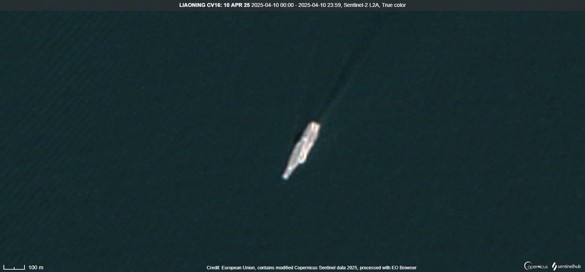 d_viekass's tweet photo. #Liaoning #CV16 along with #Type054 escort ship operating in #BohaiSea on 10 Apr 25:02:57:25 UTC. Loc:39.732,120.206. ~29 nm Southeast of Qinhuangdao. Flight Ops in Progress. 📸#Sentinel2🛰️.@raje271065 @BerrySuraj @MT_Anderson @AndrewSErickson @AllSourceA @Ghongha007 @type36512 https://t.co/kO4dRPwgbt