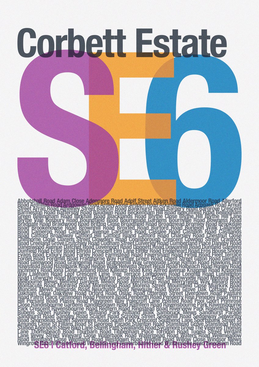 #remix and time for something little different possibly..... NEW #SE6 Catford / Corbett Estate Print. #LoveYourRoad  #custom #customized #postcode  #prints #printmaking #gicleeprint  #catford #corbettestate #corbettestatecatford #hithergreen #rushygreen #bellingham #londonart