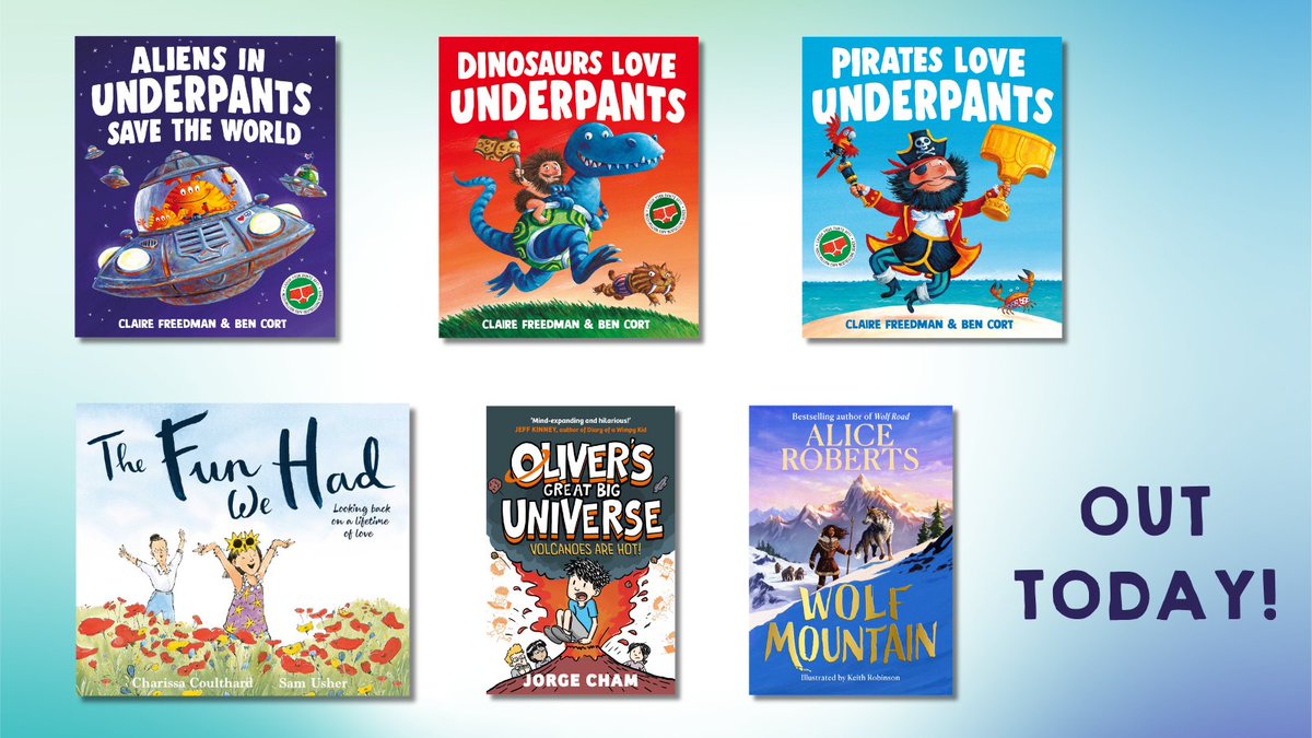 It's publication day! 🎉 📖 Celebrating the release of these fabulous reads today! Dive in and discover your next favorite book 💞  

Out today 👇 

- Wolf Mountain by Alice Roberts
- The Fun We Had by Charissa Coulthard and Illustrated by Sam Usher
- Oliver's Great Big Universe: