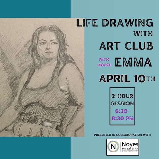 Don't miss a special 2-hour Life Drawing with the Hammonton Art Club TONIGHT! Model @dustmetaldeath will be posing for us.

For ages 18+. All levels are welcome!

🎟️ eventbrite.com/e/life-drawing…
a
 #lifedrawing Presented in Collaboration with <a href="/noyesmuseum/">Noyes Museum of Art</a>