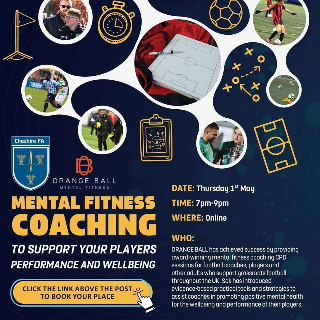 Cheshire Football Association (@cheshire_fa) on Twitter photo ๐ ๐ฒ๐ป๐๐ฎ๐น ๐๐ถ๐๐ป๐ฒ๐๐ ๐ง We've teamed up with <a href="/OrangeBallCoach/">Sakib (Sak) Rafique</a> to provide coaches with an online Mental Fitness CPD workshop, to provide you with information to support your players' performance and wellbeing ๐
bit.ly/4i0l30v ๐ ๐ฒ๐ป๐๐ฎ๐น ๐๐ถ๐๐ป๐ฒ๐๐ ๐ง We've teamed up with <a href="/OrangeBallCoach/">Sakib (Sak) Rafique</a> to provide coaches with an online Mental Fitness CPD workshop, to provide you with information to support your players' performance and wellbeing ๐
bit.ly/4i0l30v