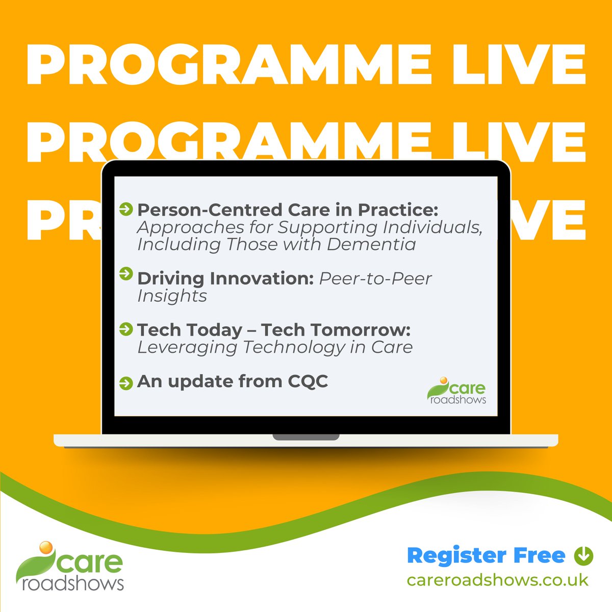 With just over one month to go before #CareRoadshow North West – have you checked out our CPD programme yet?

We’re covering the biggest challenges in care with some of the leading figures from CQC, Home Instead, CareYourWay &amp; more.

Register free here: careroadshows-2025.reg.buzz/twitterx