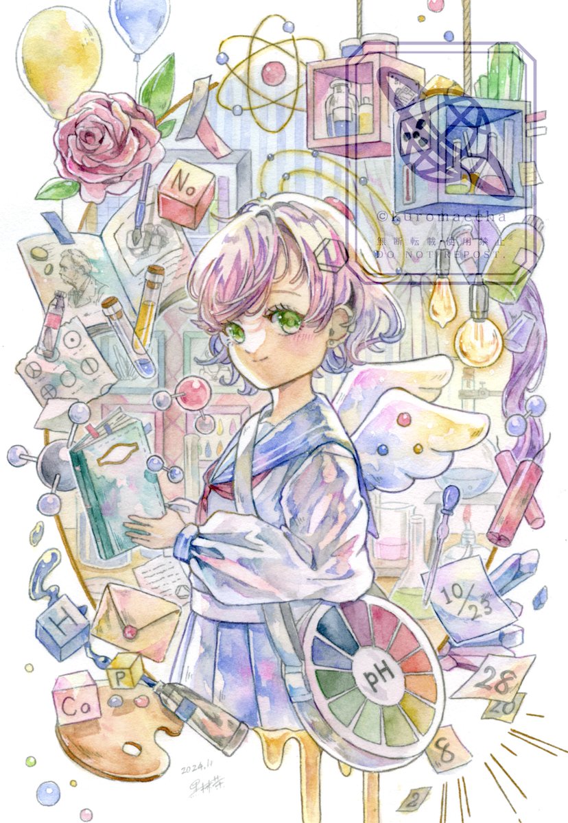 #皆さん線画と塗った後を見せてください

クリスタで描いた線画を水彩紙に印刷してから水彩で着彩した実験的なやつ 