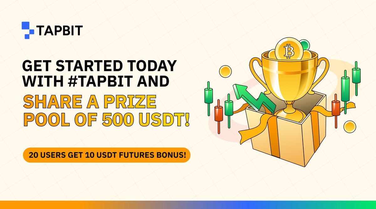 🎉 Get Started Today with #TAPBIT and share a prize pool of 500 USDT!
20 users get 10 USDT Futures Bonus! 

🚀 How to Win：
1️⃣ Follow @TapbitOfficial_
2️⃣ RT &amp; Tag 3 friends &amp; Like + #TAPBIT UID
3️⃣ Register link 👉 : tapbit.com/auth/TYQYBSK

⏰ Campaign Period: April 10 – April 14