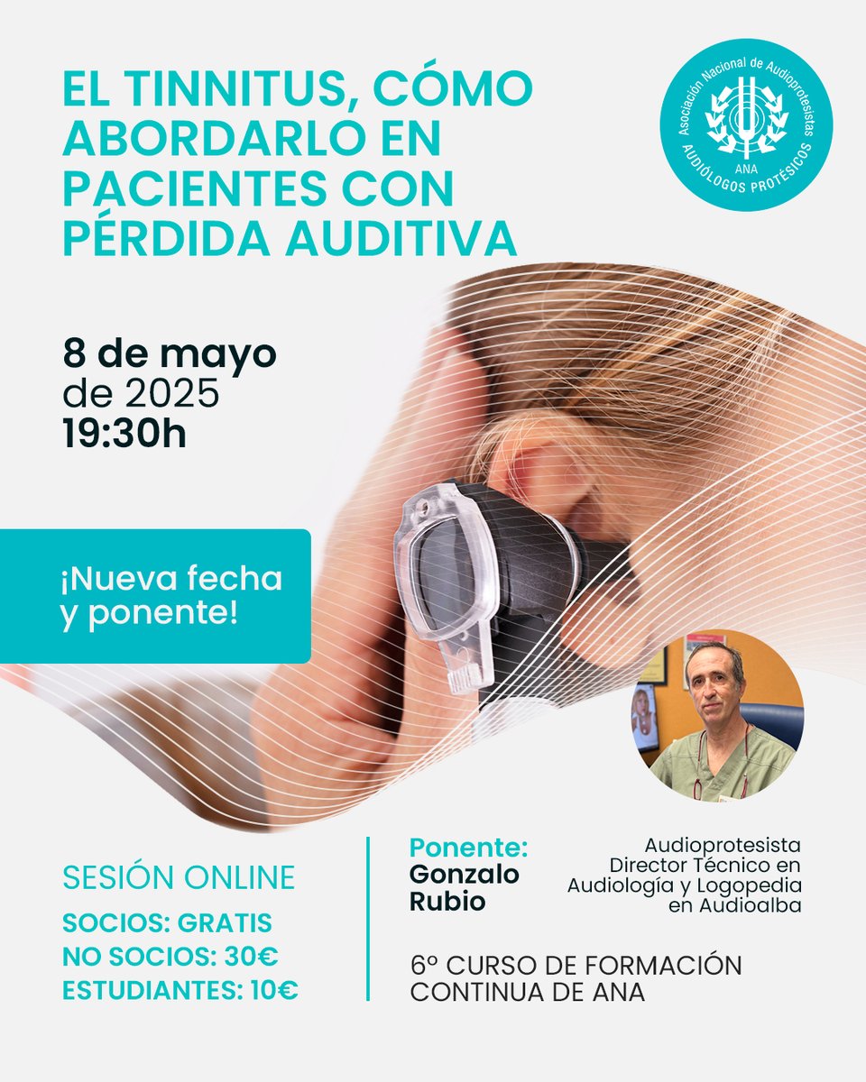 ¡Nueva fecha para el curso sobre tinnitus! 👏 

Te esperamos el jueves 8 de mayo a las 19:30h en una sesión online única en la que abordaremos el tratamiento desde una perspectiva clínica con Gonzalo Rubio, director técnico en AUDIOALBA.

Inscríbete: docs.google.com/forms/d/e/1FAI…